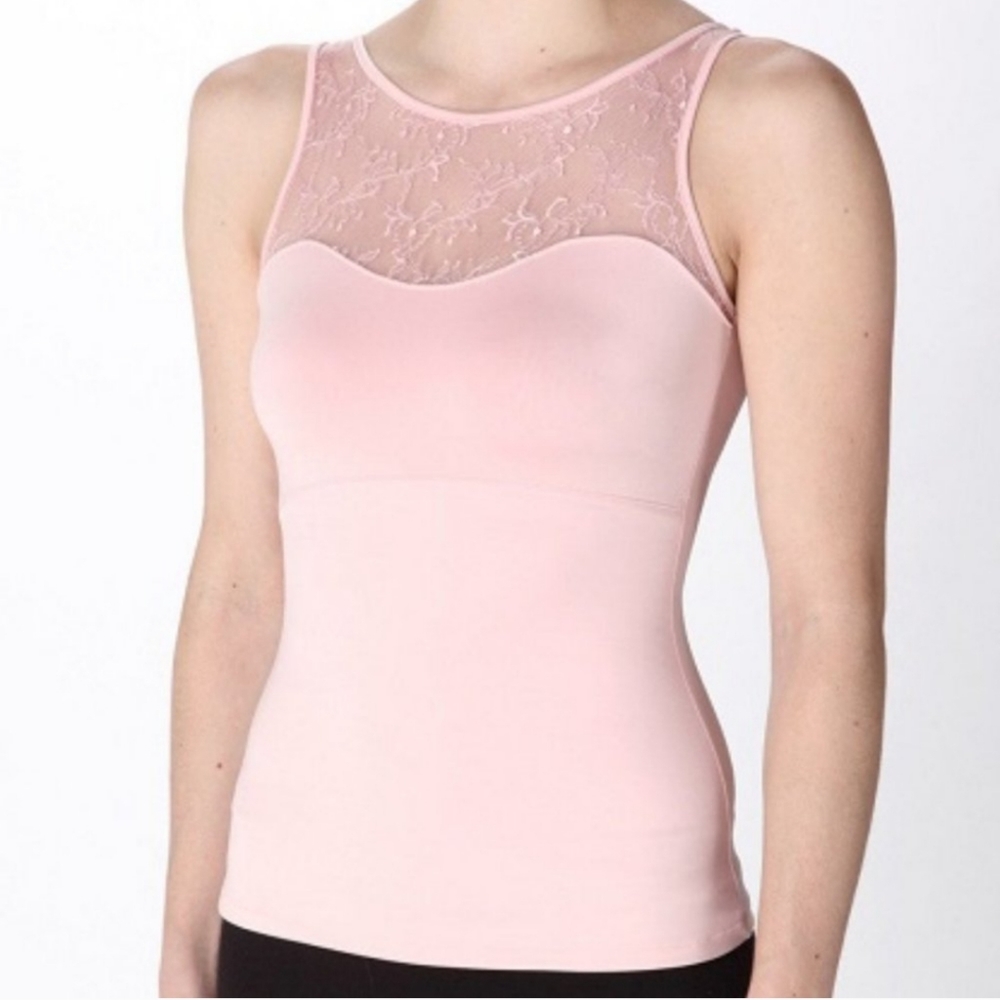 SPANX Hide and Sleek Pink Lace Top Tank size L